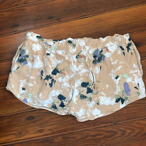 Aritzia Wilfred watercolor floral elastic drawstring waist shorts sz L - Picture 7 of 7